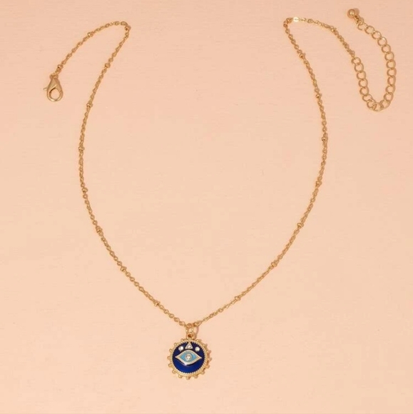MAKE A WISH GOLD EYE NECKLACE WITH GIFT CARD BLUE PRETTY BOHO GIFT SEXY Cute - Picture 3 of 3